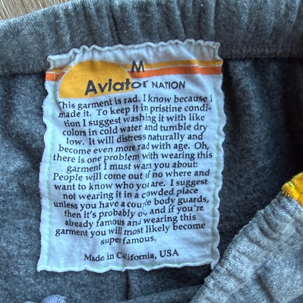 Aviator Nation Grey Sweatpants with Rainbow Side Stripes - Picture 2 of 4